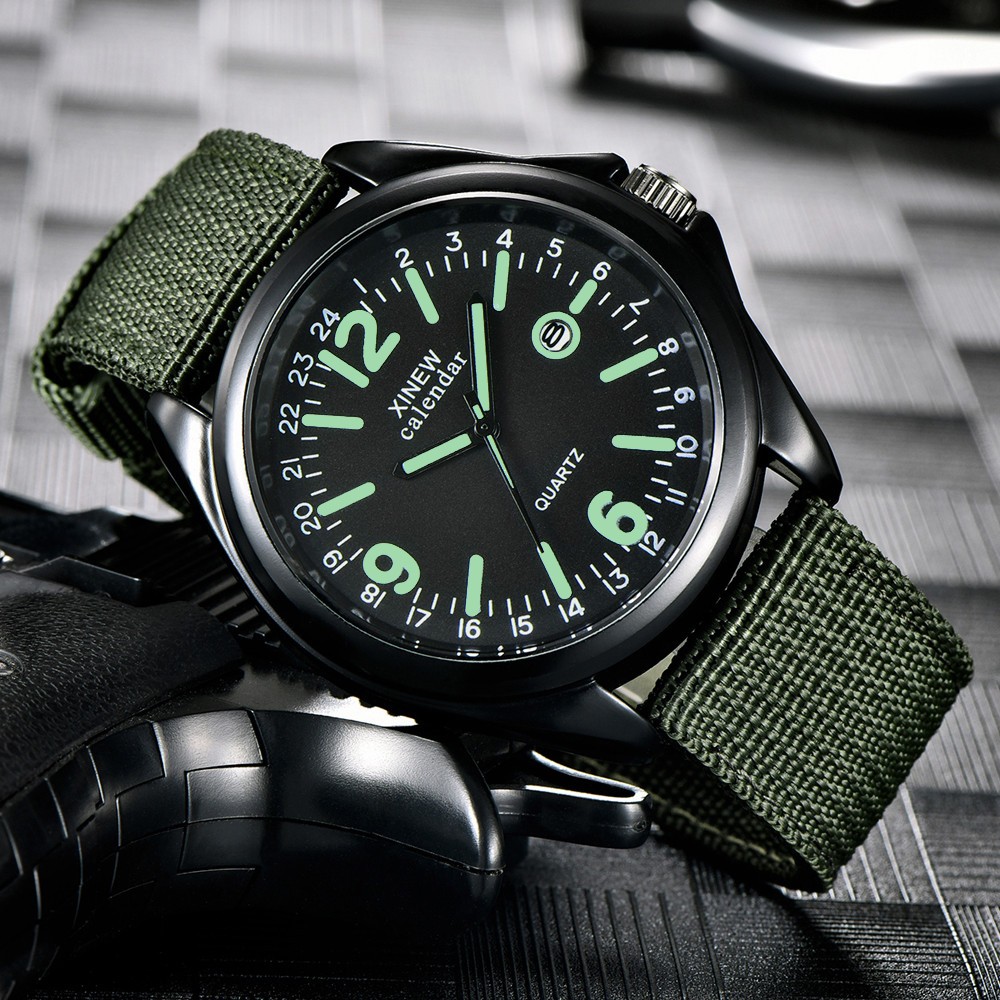 Luxury Watch Black - Askeri Mens Quartz saat siyah arama