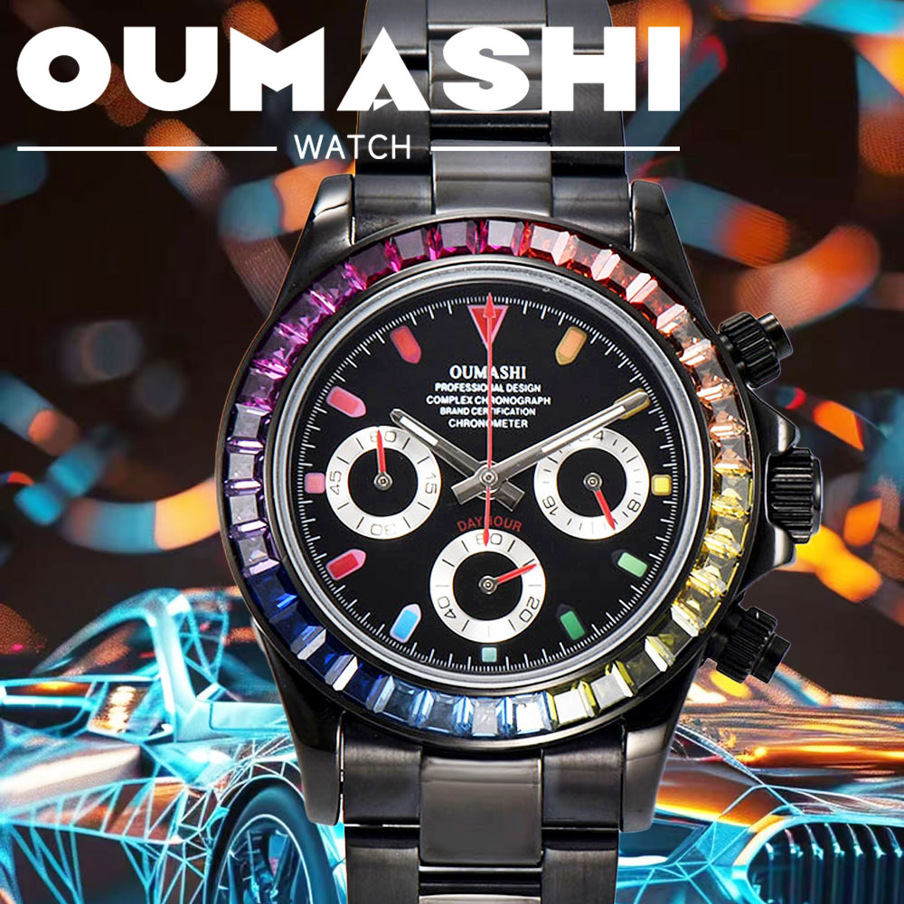 Luxury Watch Black - Lüks 39mm Siyah Erkek Saati, VK63