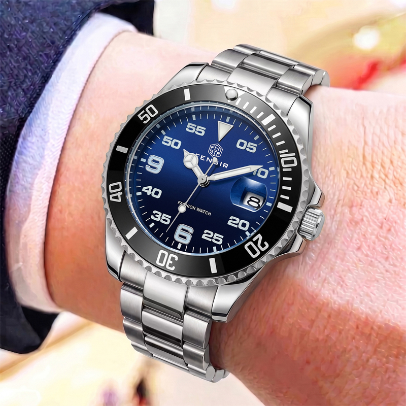 Luxury Watch Makes - Tek yönde dönen çerçeveli, su geçirmez,