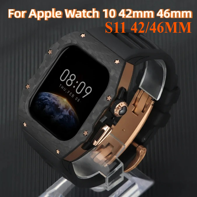 Luxury Watch Rubber Strap - Apple Watch 10 42mm 46mm için
