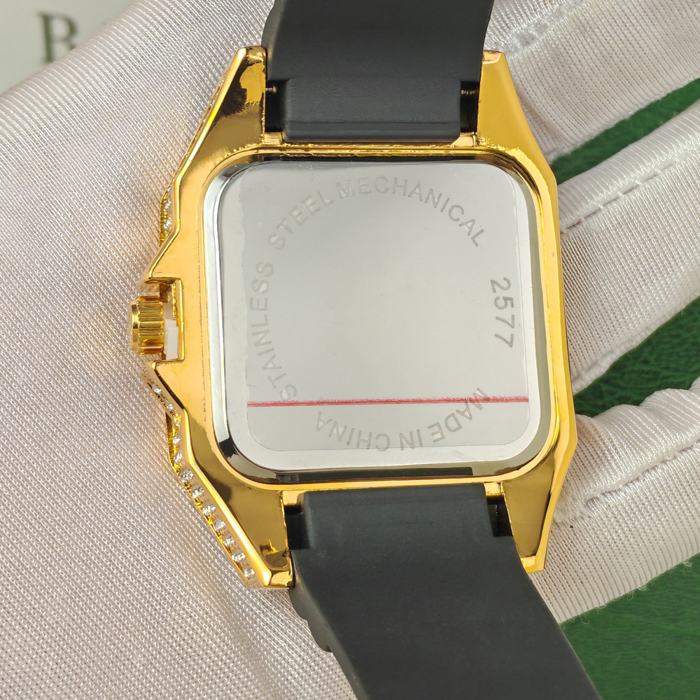 Hip Hop Iced Out Bling Kare Ta - Luxury Watch Rubber Strap incelemesi ve fiyatı
