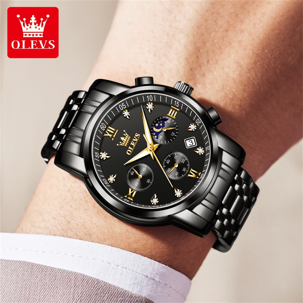 OLEVS Popüler erkek saatleri p - Luxury Watch Black incelemesi ve fiyatı