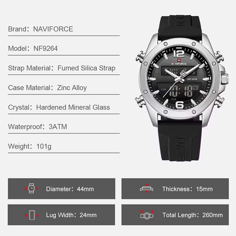 NAVIFORCE Erkekler Kuvars LCD  - Field Watch Military incelemesi ve fiyatı